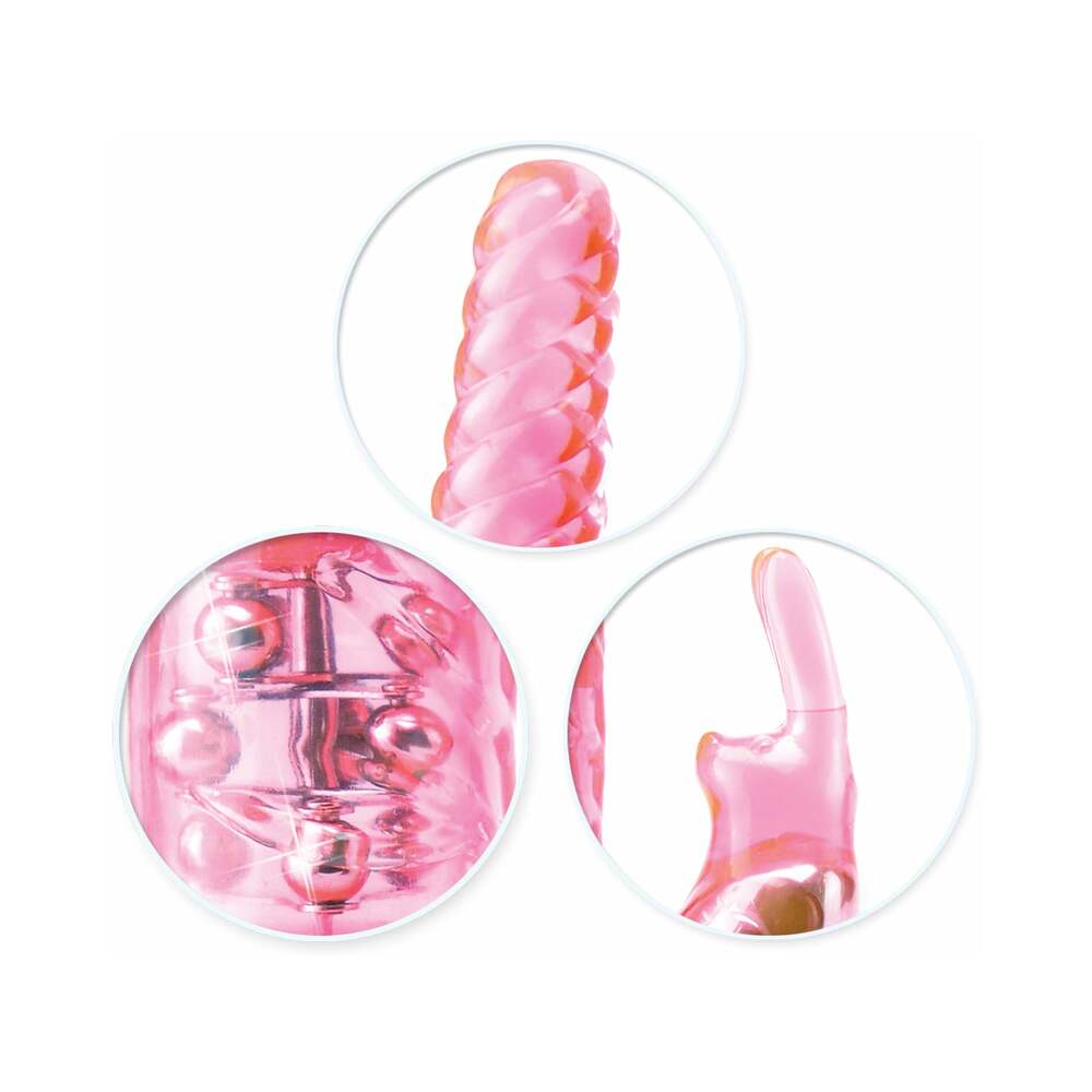 Pipedream Total Ecstasy Triple Stimulator Vibe Dual-Entry Rabbit Vibrator Pink - Fantasies Boutique