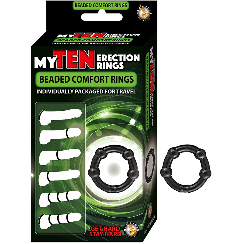 My Ten Erection Rings Beaded Comfort RingsBlack - Fantasies Boutique