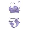 Magic Silk Sheer Passion Demi Bra & High Cut Tanga Very Peri Queen Size