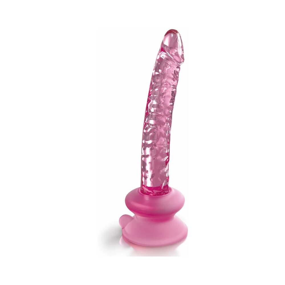 Pipedream Icicles No. 86 Realistic 7 in. Glass Dildo With Suction Cup Pink - Fantasies Boutique