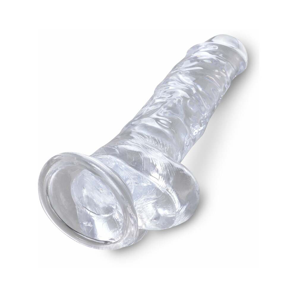 King Cock Clear 8 in. Cock With Balls Realistic Suction Cup Dildo - Fantasies Boutique