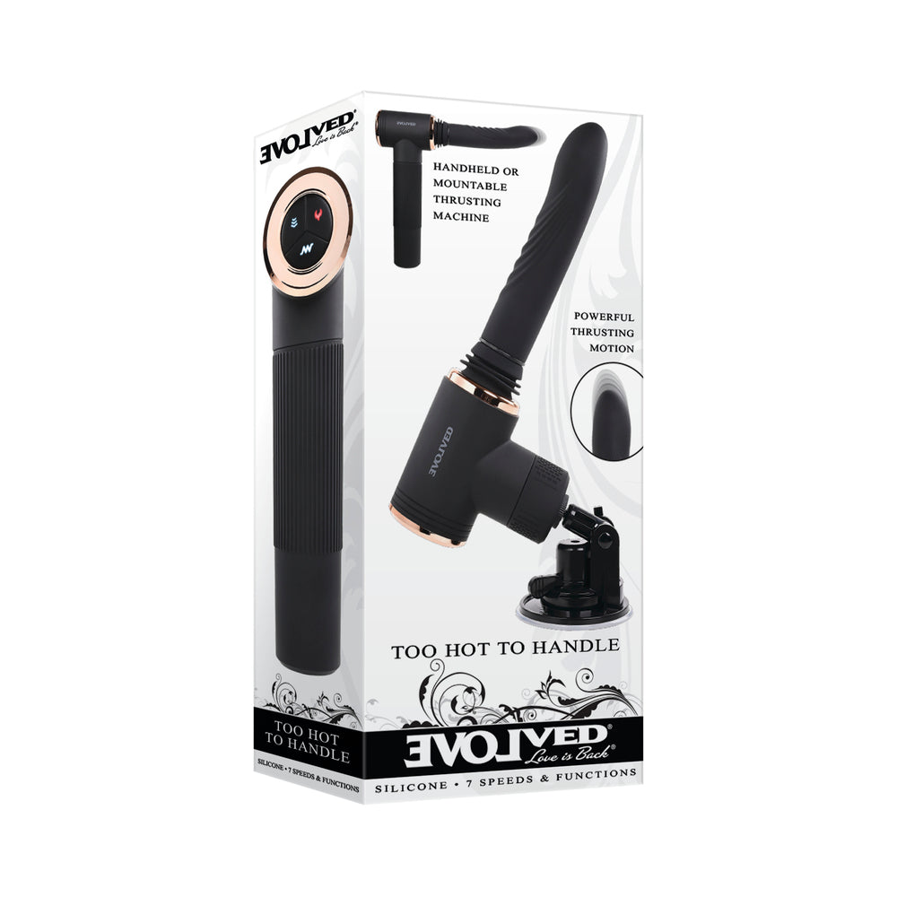 Evolved Too Hot To Handle Rechargeable Silicone Thrusting Sex Machine Black - Fantasies Boutique