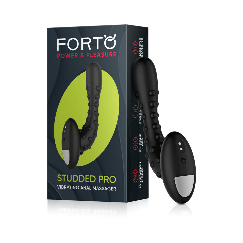 Forto Studded Pro Rechargeable Silicone Vibrating Anal Massager Black - Fantasies Boutique