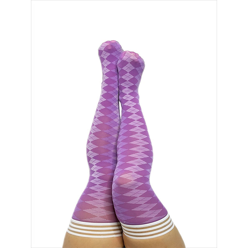 Kixies Golf Collection Par 4 Argyle Thigh-High Purple Size C - Fantasies Boutique