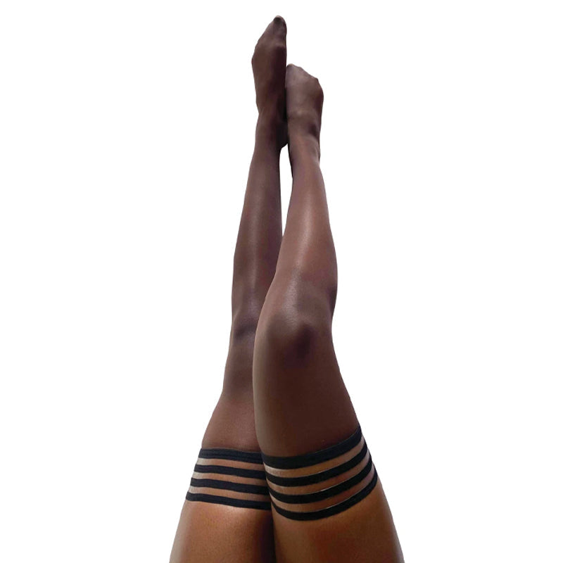Kixies Marissa Sheer Thigh-High Brown Size A - Fantasies Boutique