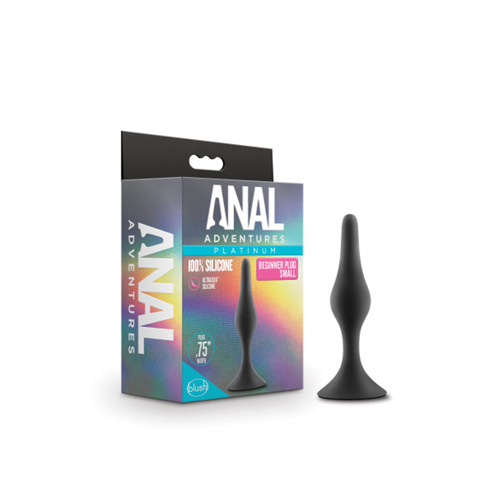 Anal Adventures Platinum Silicone Beginner Plug Small Black - Fantasies Boutique