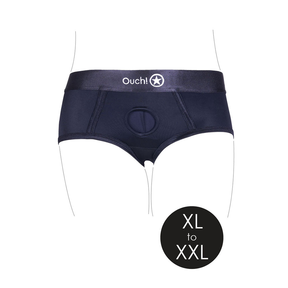 Ouch! Vibrating Strap-on Brief Black XL/2XL - Fantasies Boutique
