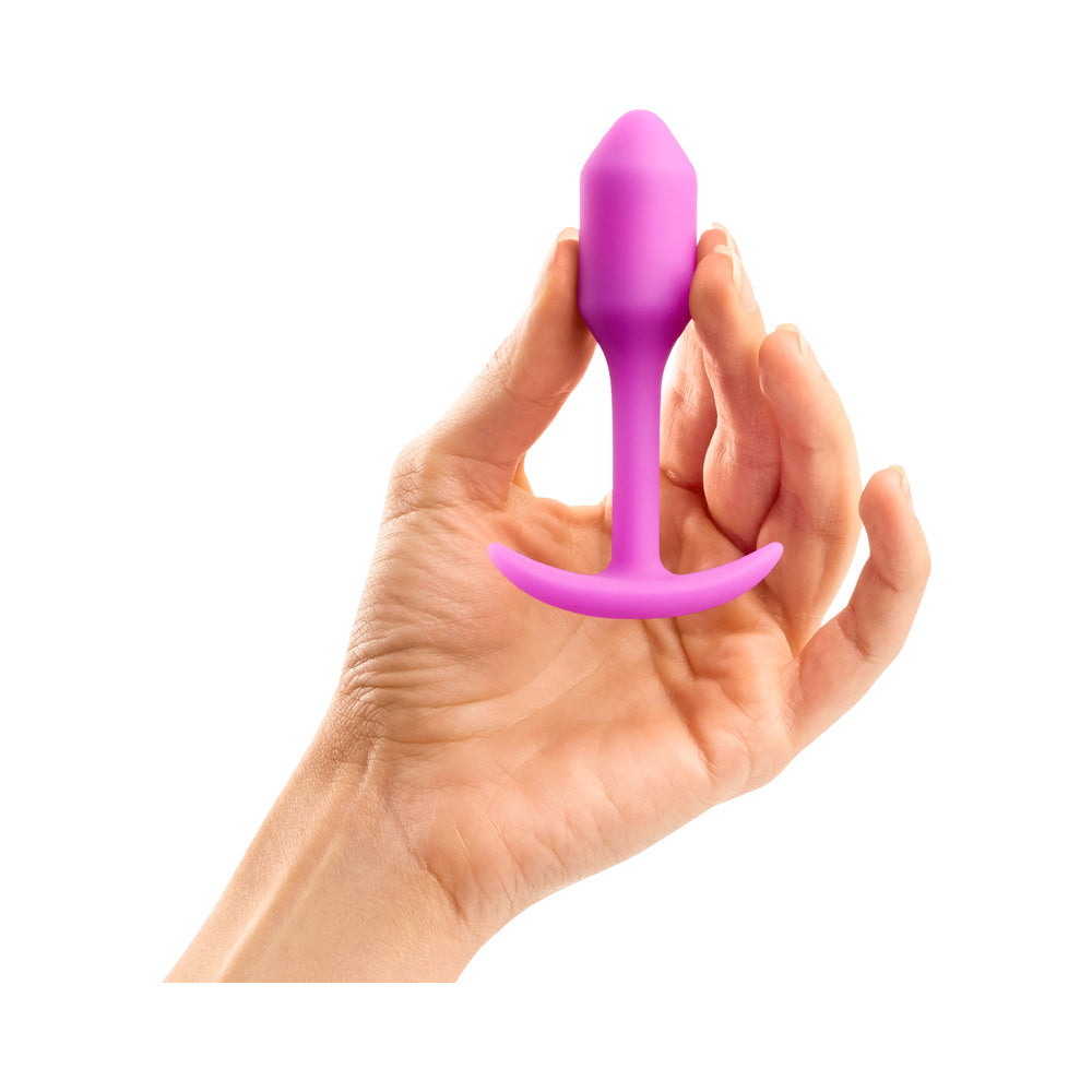 b-Vibe Snug Plug 1 Weighted Silicone Anal Plug Fuchsia - Fantasies Boutique