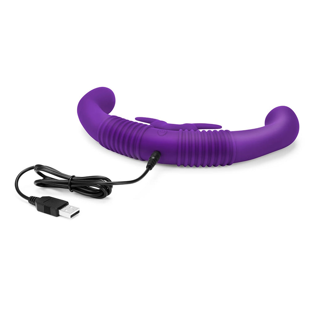 Together Couples Toy Remote-Controlled Dual Ended Rabbit Vibrator Purple - Fantasies Boutique