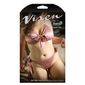 Fantasy Lingerie Vixen Girl Like You Satin Tie Front Top & Side Tie Panty Light Pink Queen Size - Fantasies Boutique