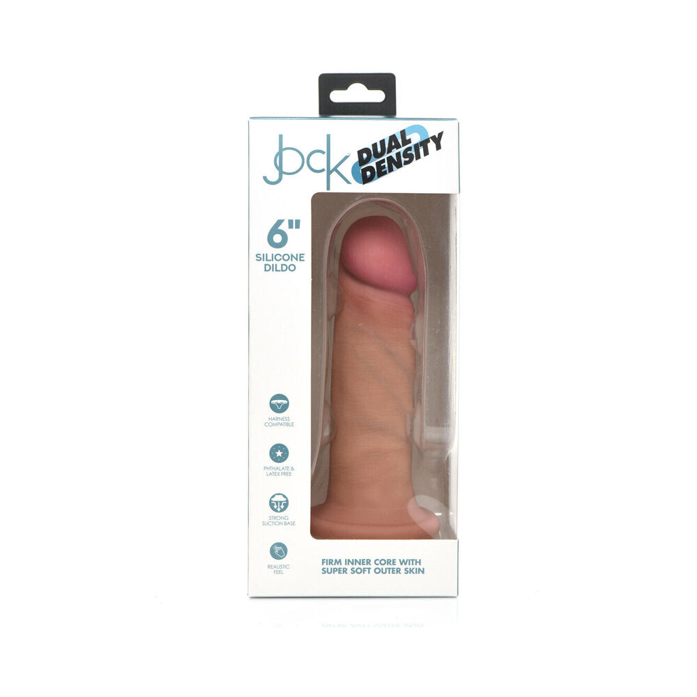 Curve Toys Jock Dual Density 6 in. Silicone Dildo with Suction Cup Light - Fantasies Boutique