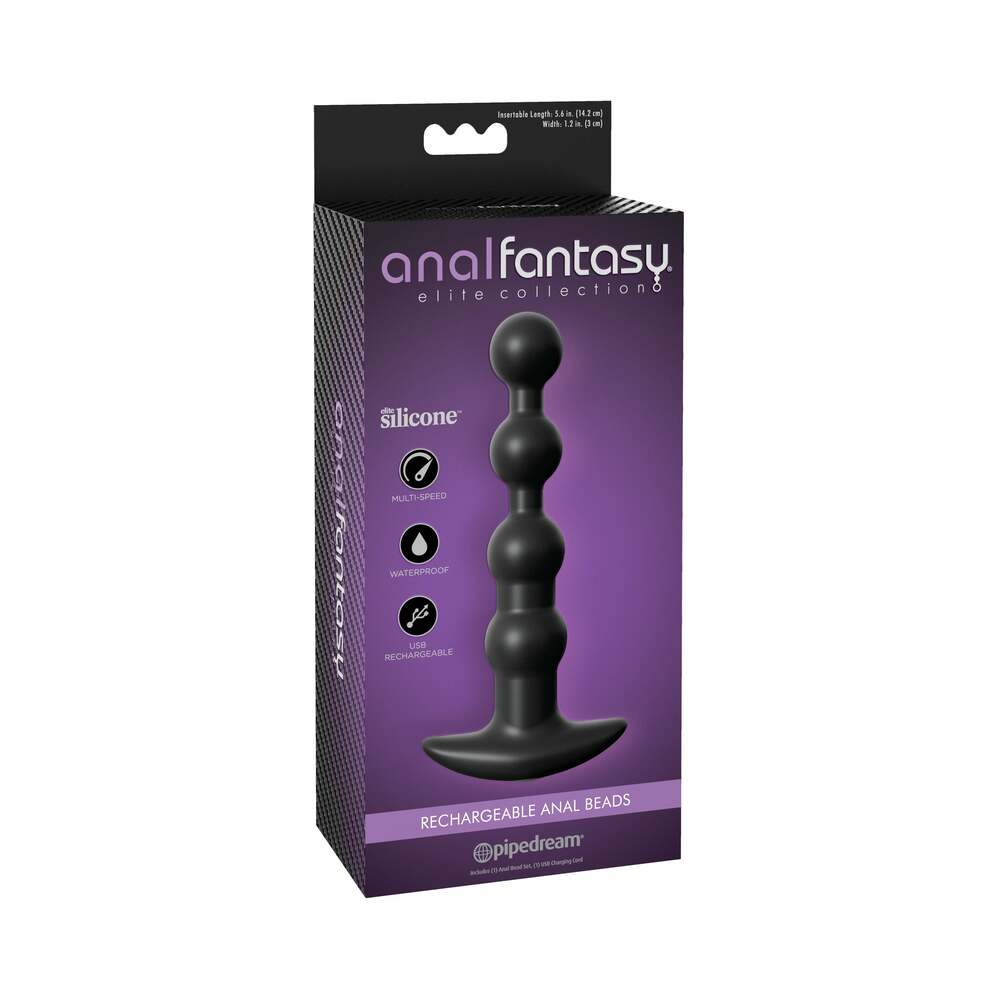 Pipedream Anal Fantasy Elite Collection Rechargeable Anal Beads Silicone Plug Black - Fantasies Boutique