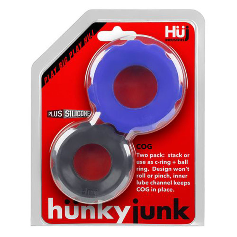 Hunkyjunk COG 2 size c-ring, pack, cobalt / tar - Fantasies Boutique