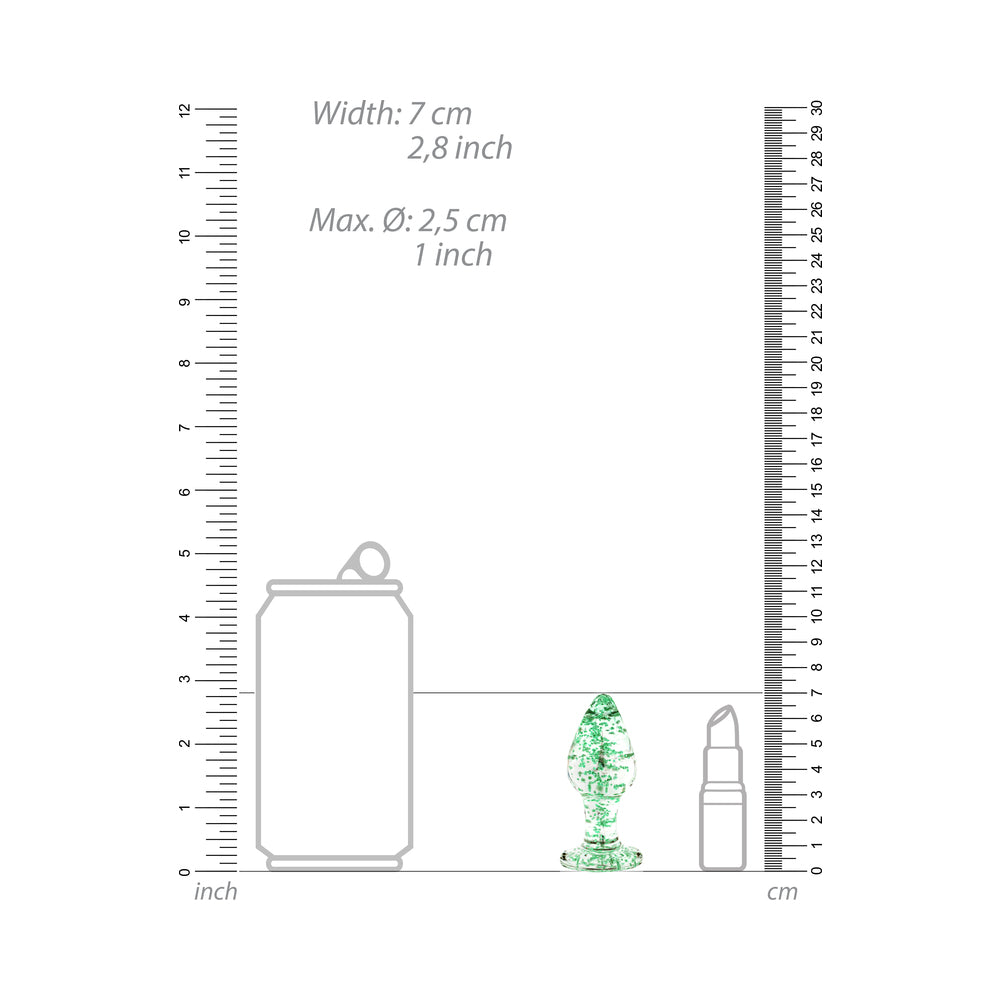 Ouch! Glow in the Dark Glass Anal Plug Clear/Green Small