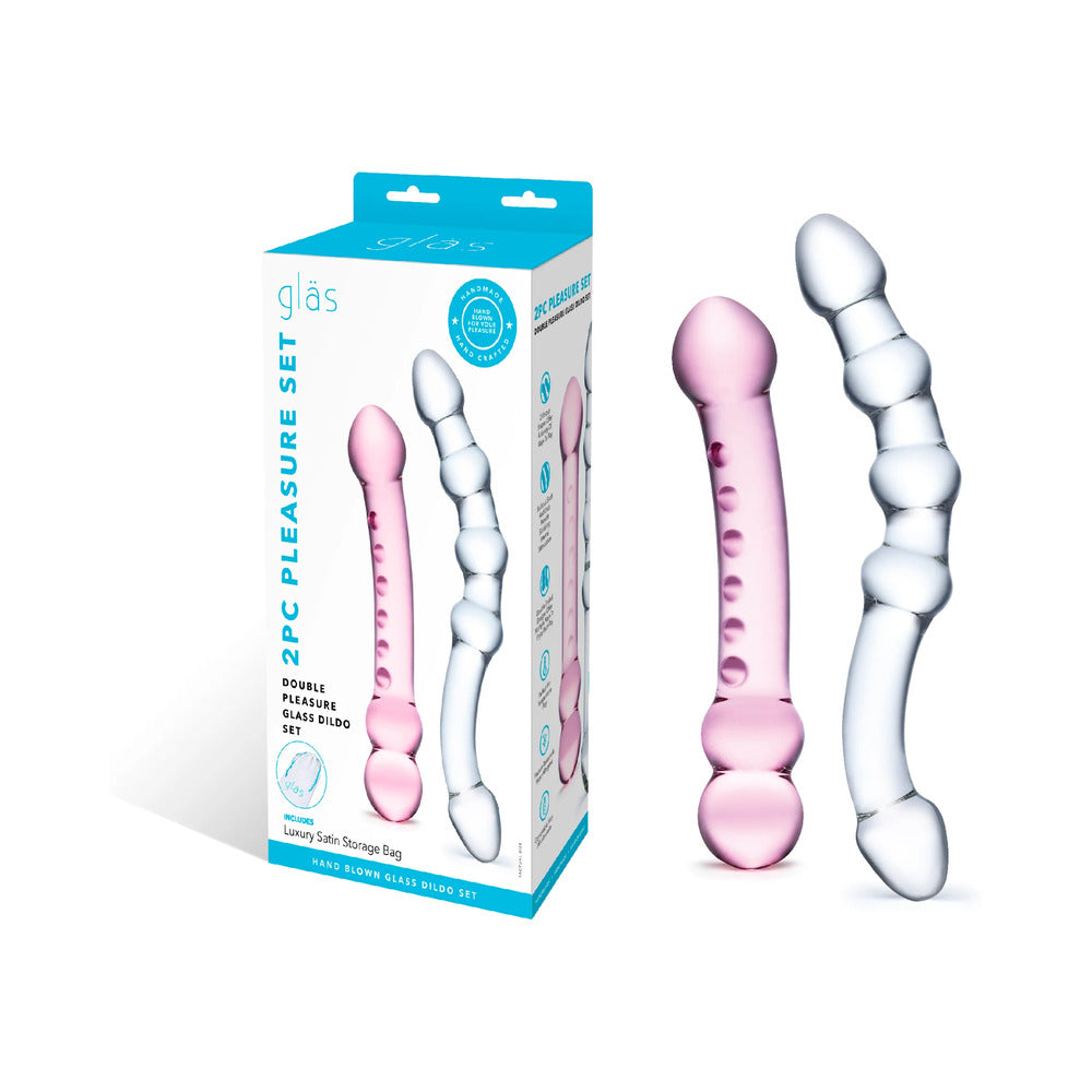 Glas 2-Piece Double Pleasure Glass Dildo Set - Fantasies Boutique