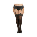Dreamgirl Plus-Size Sheer Nylon Thigh-High Stockings With Lace Top Black Queen - Fantasies Boutique