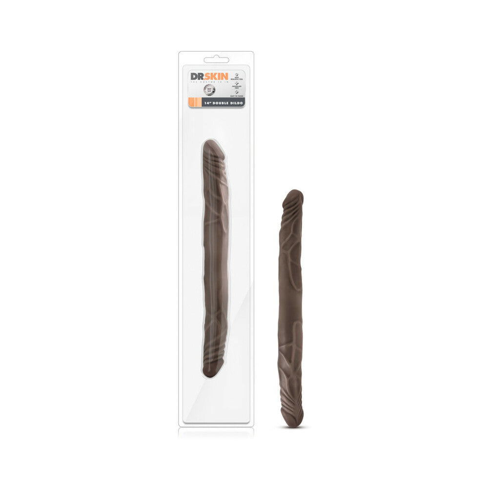 Blush Dr. Skin 14 in. Double Dildo Brown - Fantasies Boutique