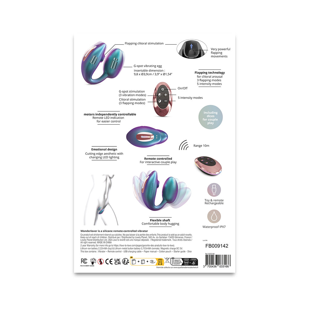 Love to Love Wonderlover with Remote Iridescent Turquoise - Fantasies Boutique