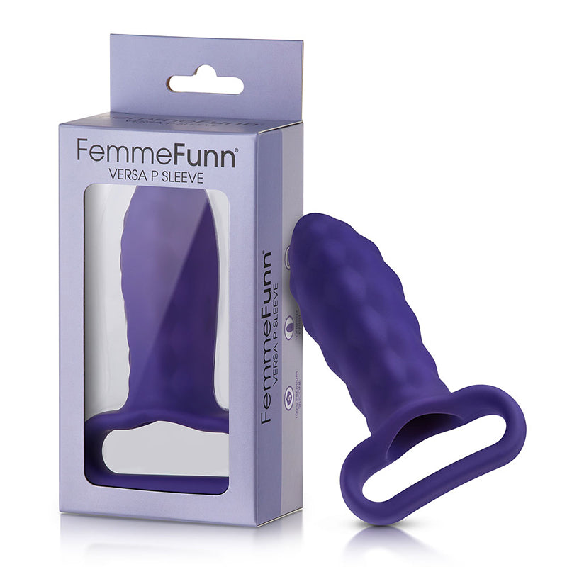 FemmeFunn Versa P Sleeve Textured Silicone Bullet Sheath Dark Purple - Fantasies Boutique
