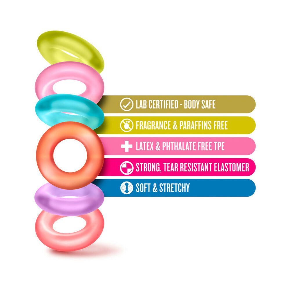 Blush Play with Me King of the Ring Cockring 6-Pack Assorted Colors - Fantasies Boutique