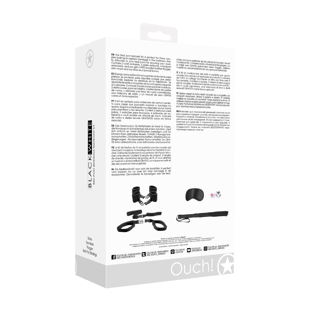 Ouch! Black & White Bed Post Bindings Restraint Kit Black