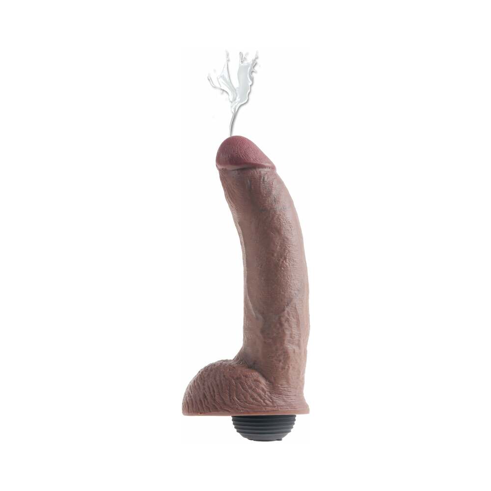 King Cock 9 in. Squirting Cock With Balls Realistic Dildo Brown - Fantasies Boutique