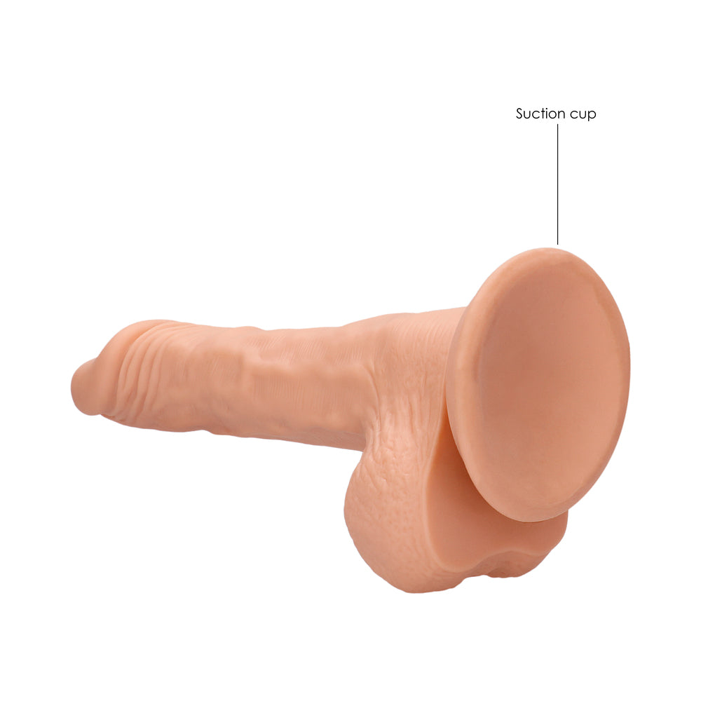 RealRock Realistic 8 in. Dildo With Balls and Suction Cup Beige - Fantasies Boutique
