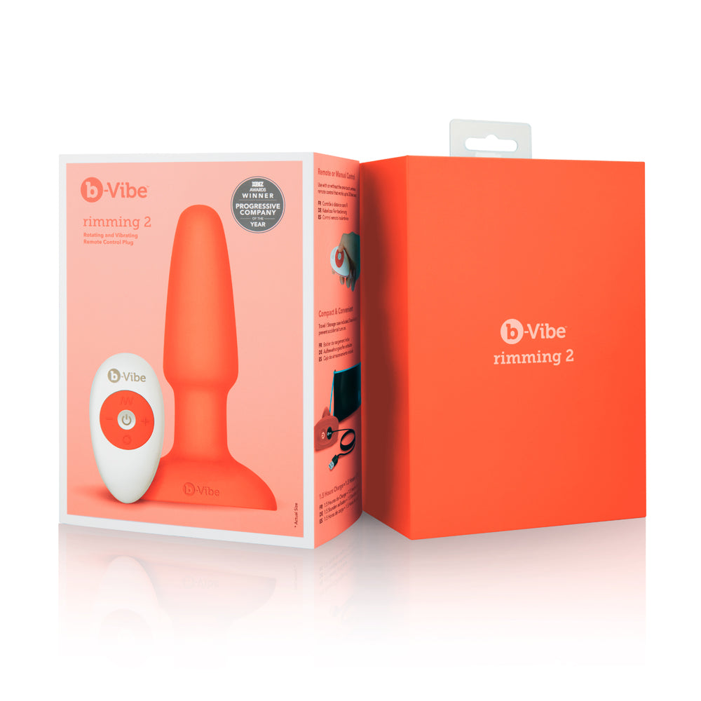 b-Vibe Rimming 2 Rotating and Vibrating Remote Control Plug Orange - Fantasies Boutique