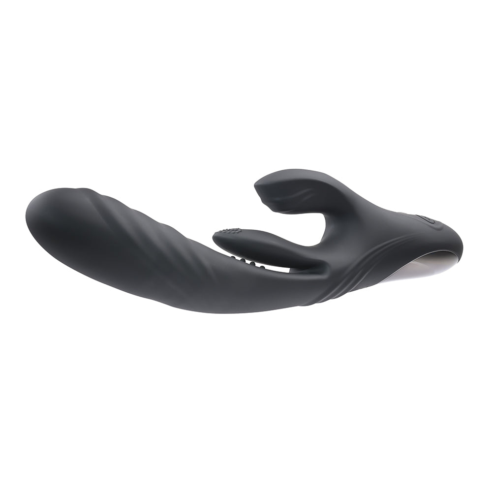 Playboy Rapid Rabbit Rechargeable Silicone Dual Stimulation Vibrator Black - Fantasies Boutique