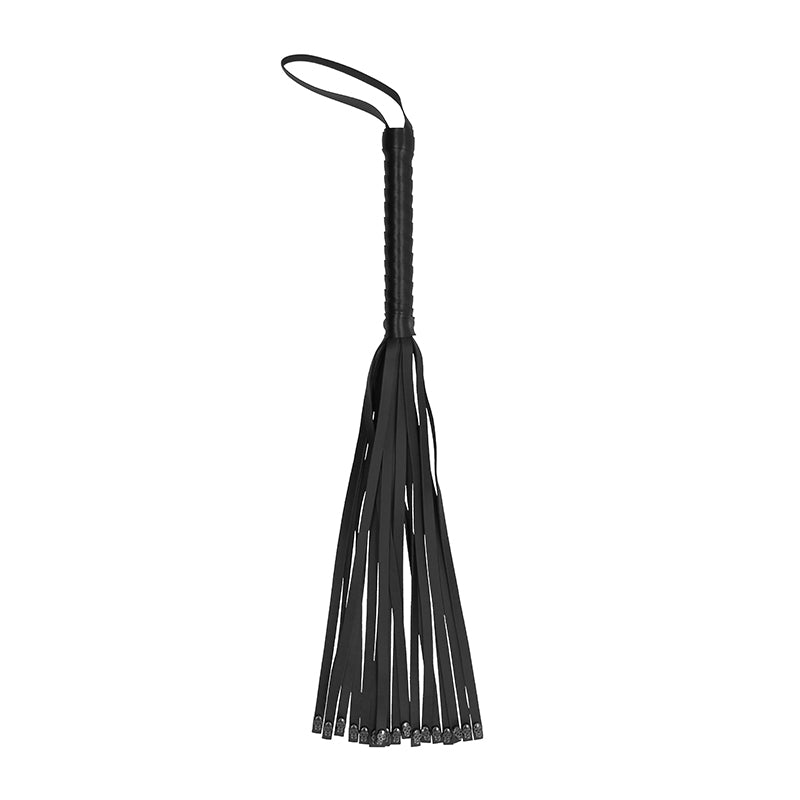 Ouch! Skulls & Bones 23.4 in. Skull Whip Flogger Black - Fantasies Boutique