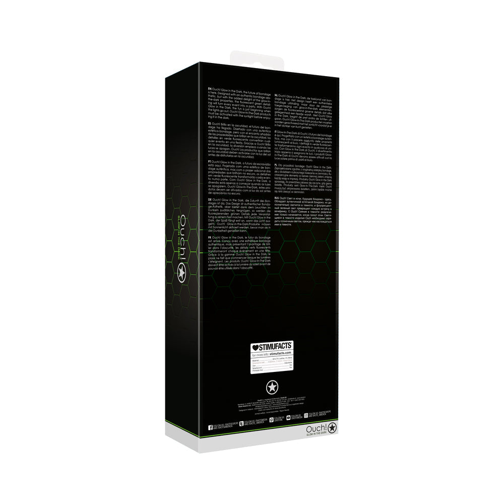 Ouch! Glow in the Dark Bonded Leather Full-Body Harness Neon Green S/M - Fantasies Boutique