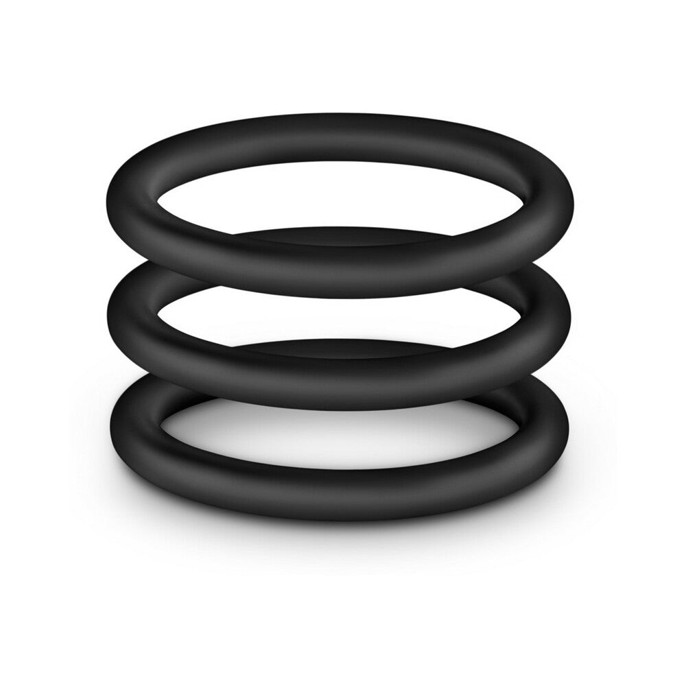Blush Performance VS1 Pure Premium Silicone Cockrings 3-Pack Medium Black - Fantasies Boutique