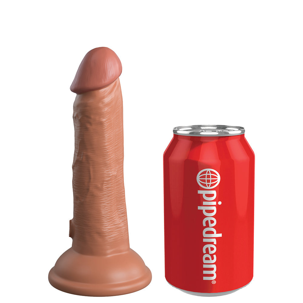 King Cock Elite 6 in. Vibrating Realistic Dildo With Suction Cup Tan - Fantasies Boutique