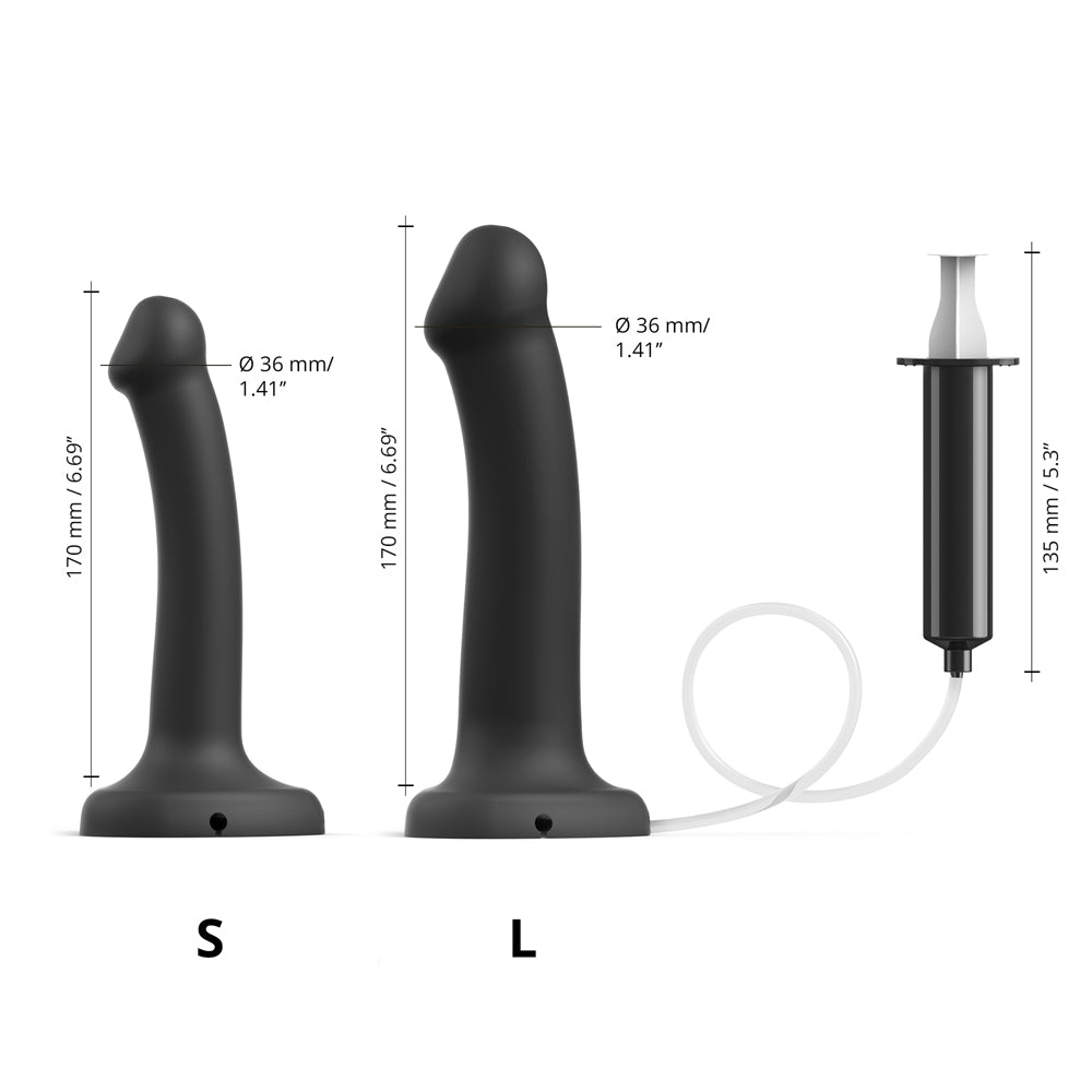 Strap-On-Me Squirting Cum Semi-Realistic Silicone Dildo Black S (fluid not included) - Fantasies Boutique
