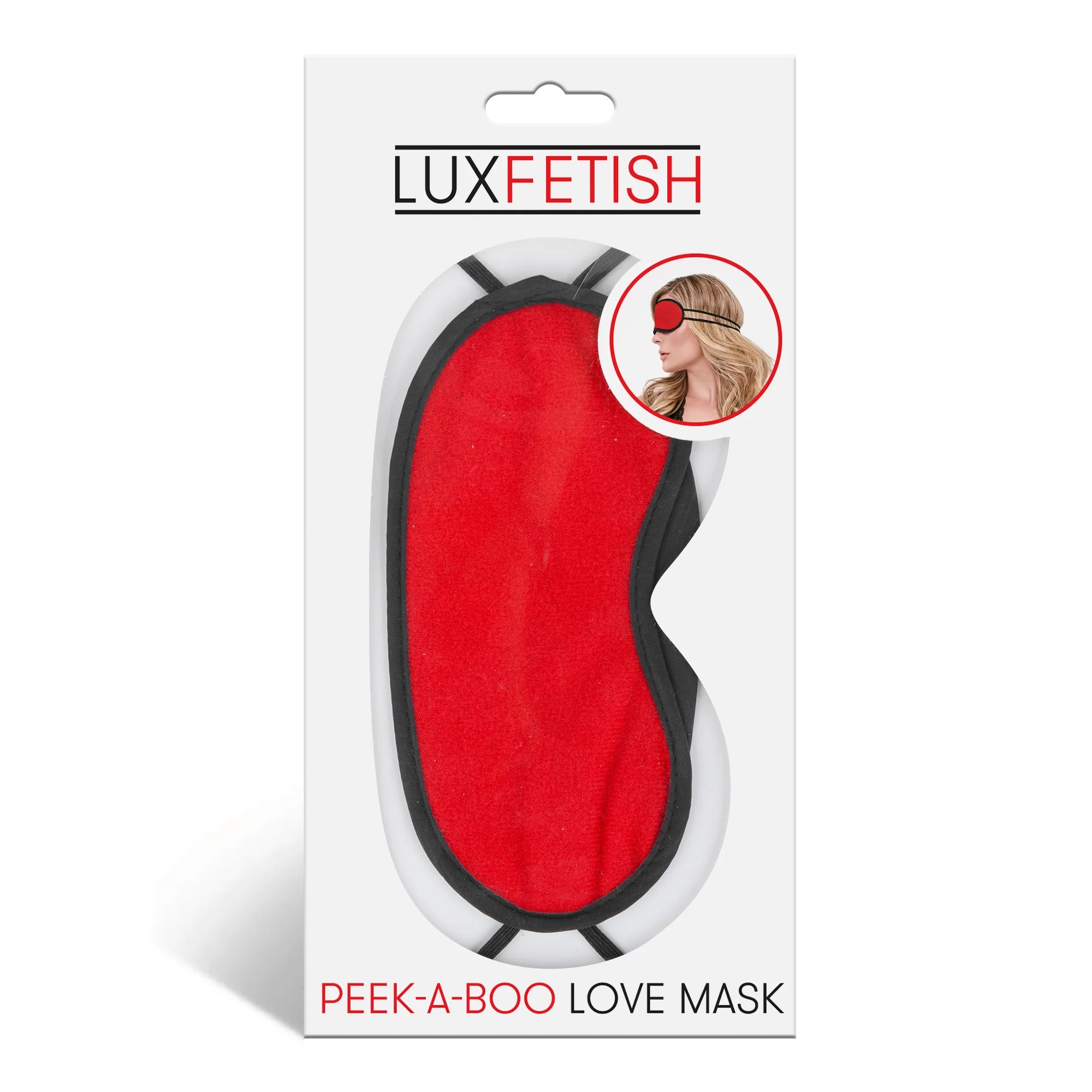 Lux Fetish Peek-A-Boo Love Mask Blindfold Red - Fantasies Boutique