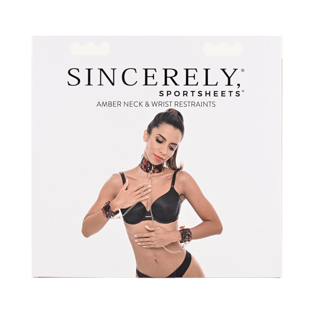 Sincerely, Sportsheets Amber Adjustable Neck & Wrist Restraints Tortoiseshell - Fantasies Boutique