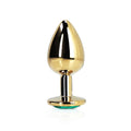 Shots Ouch! Round Gem Butt Plug Large Gold/Emerald Green - Fantasies Boutique