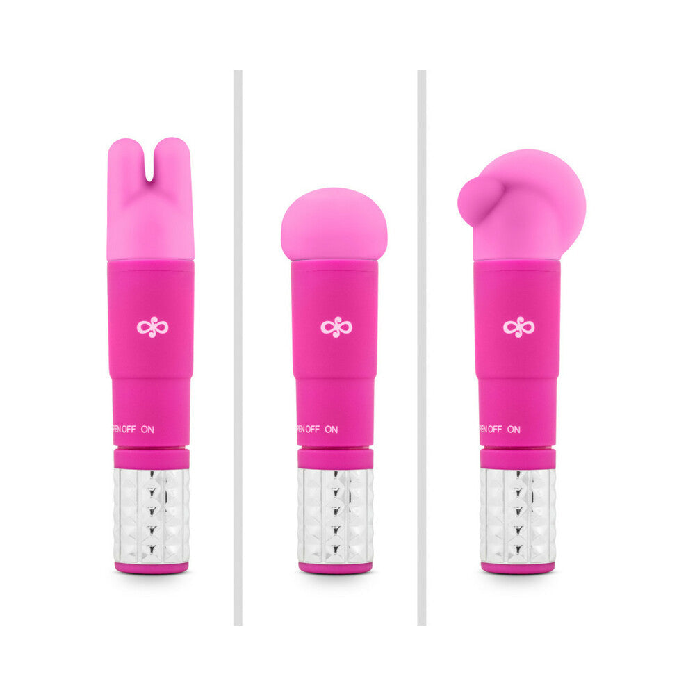Rose Revitalize Massage Kit with Mini Vibrator & 3 Silicone Attachments Pink - Fantasies Boutique