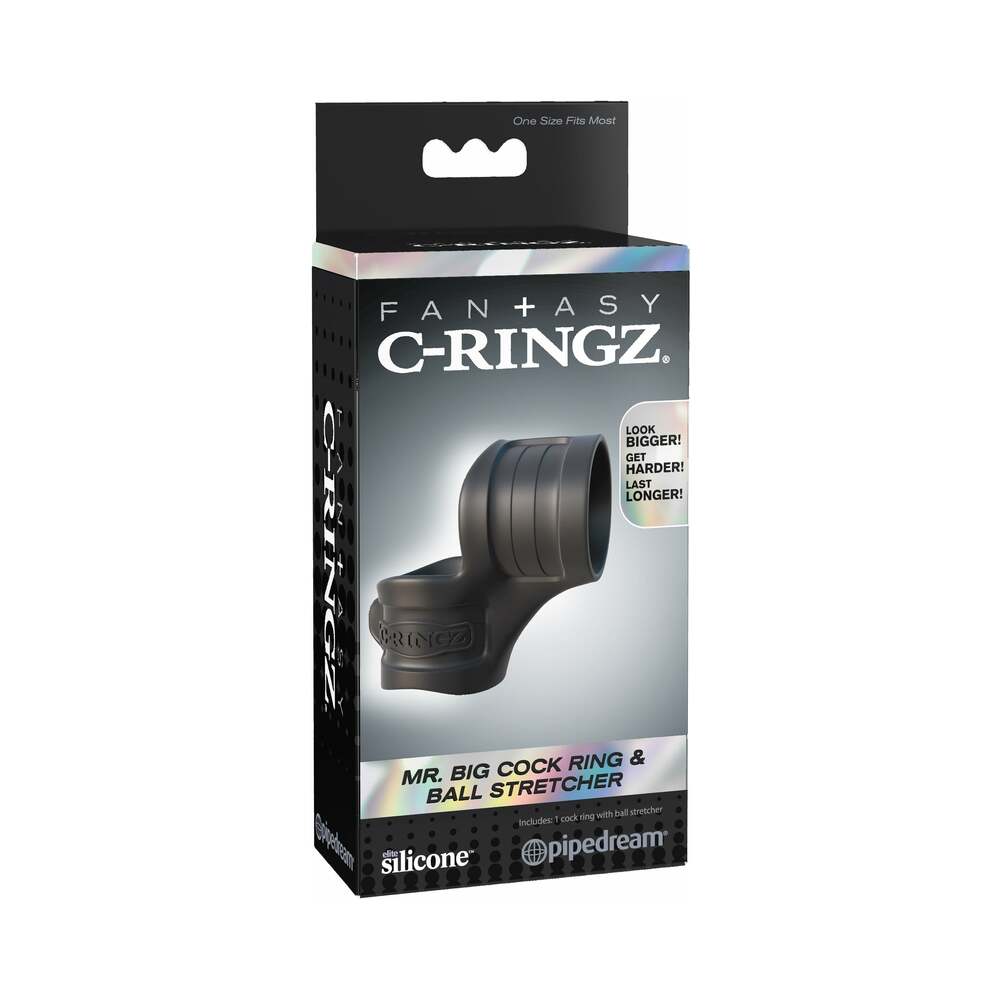 Fantasy C-Ringz Mr. Big Cock Ring & Ball Stretcher Silicone Sling Black - Fantasies Boutique