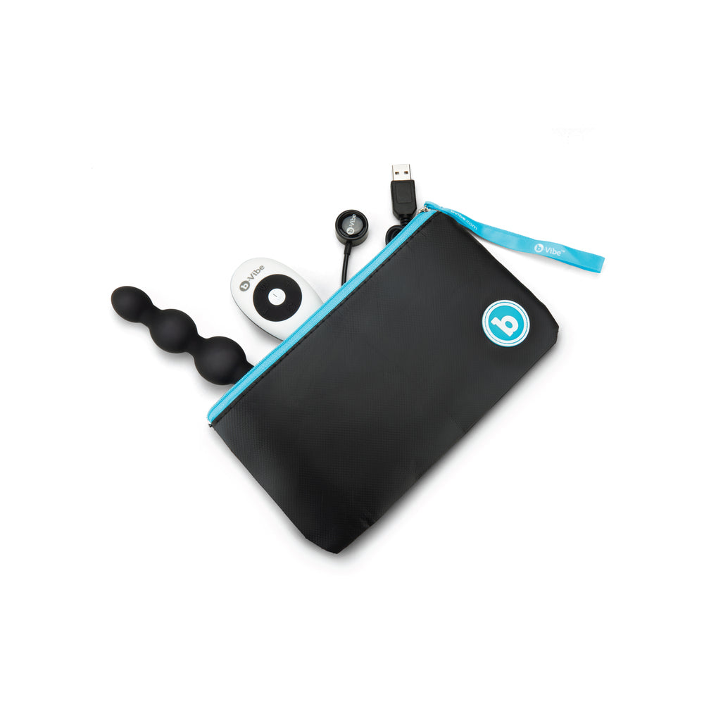 b-Vibe Triplet Rechargeable Remote-Controlled Vibrating Anal Beads Plug Black