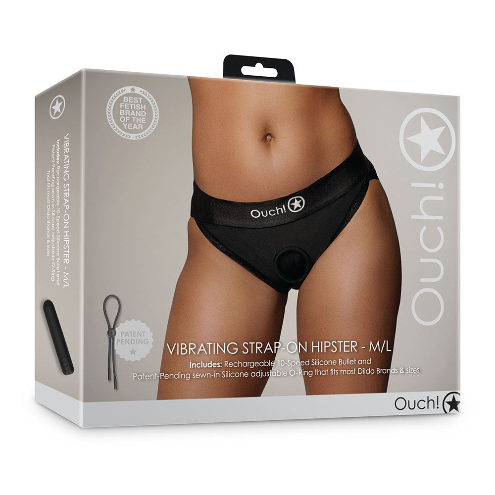 Ouch! Vibrating Strap-on Hipster Black M/L - Fantasies Boutique