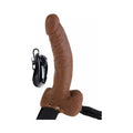 Fetish Fantasy Series 9 in. Vibrating Hollow Strap-On with Balls Brown/Black - Fantasies Boutique