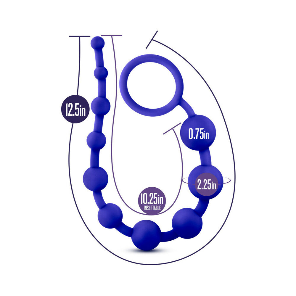 Blush Luxe Silicone 10 Beads for Anal Play Indigo - Fantasies Boutique
