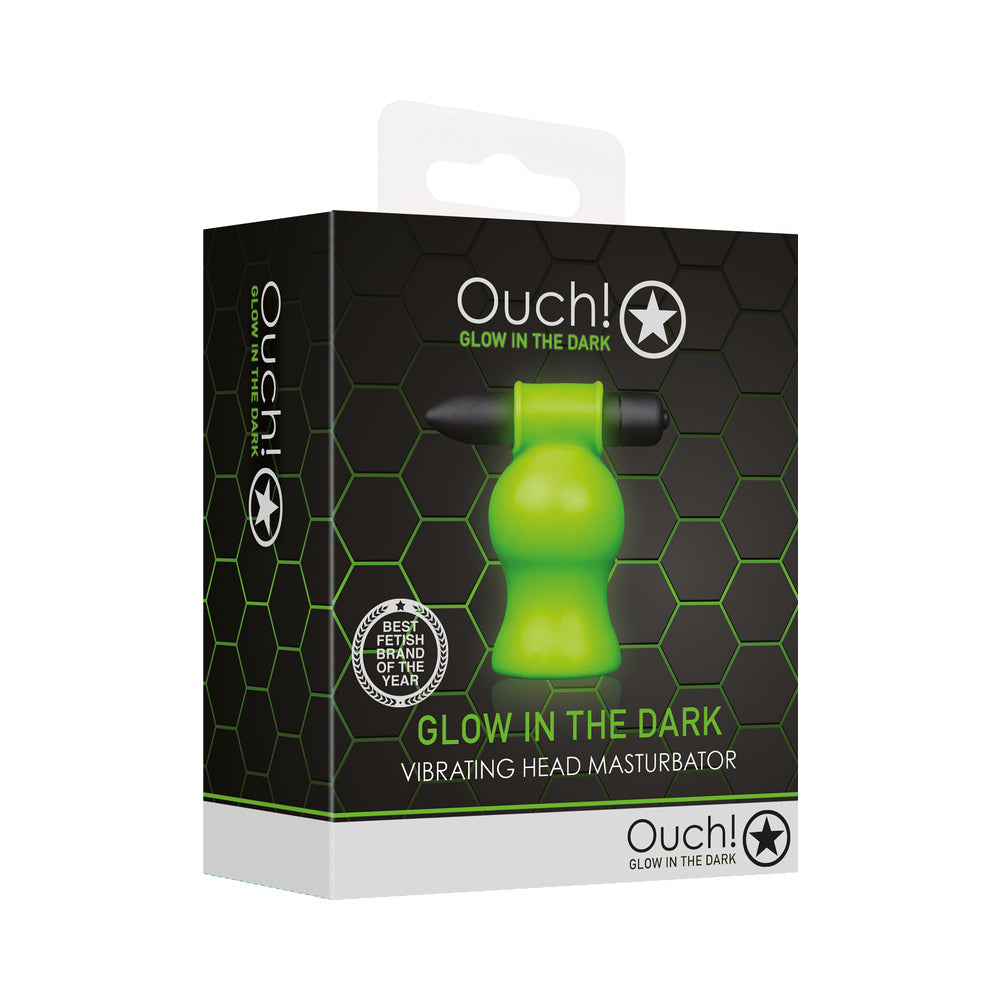 Ouch! Glow in the Dark Vibrating Head Masturbator Neon Green