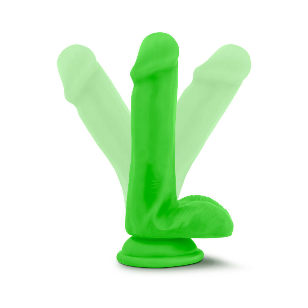 Neo Elite 6 in. Silicone Dual Density Dildo with Balls Neon Green - Fantasies Boutique