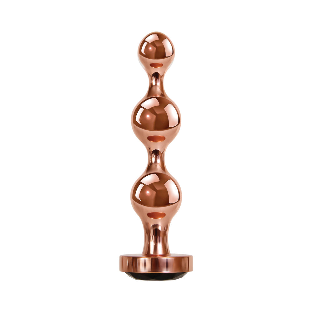 Gender X Gold Digger Rose Gold Beaded Anal Plug With Black Gemstone Base Small - Fantasies Boutique