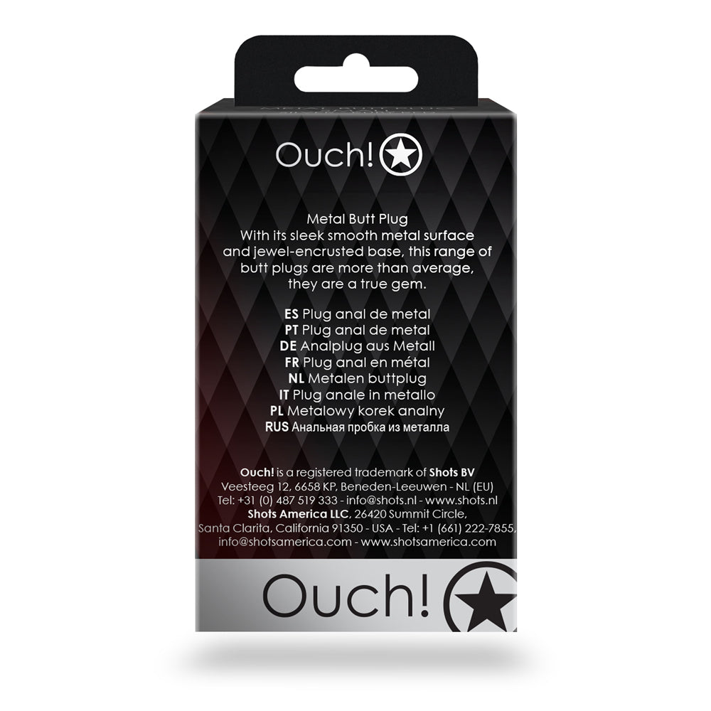 Shots Ouch! Round Gem Butt Plug Small Silver/Ruby Red - Fantasies Boutique