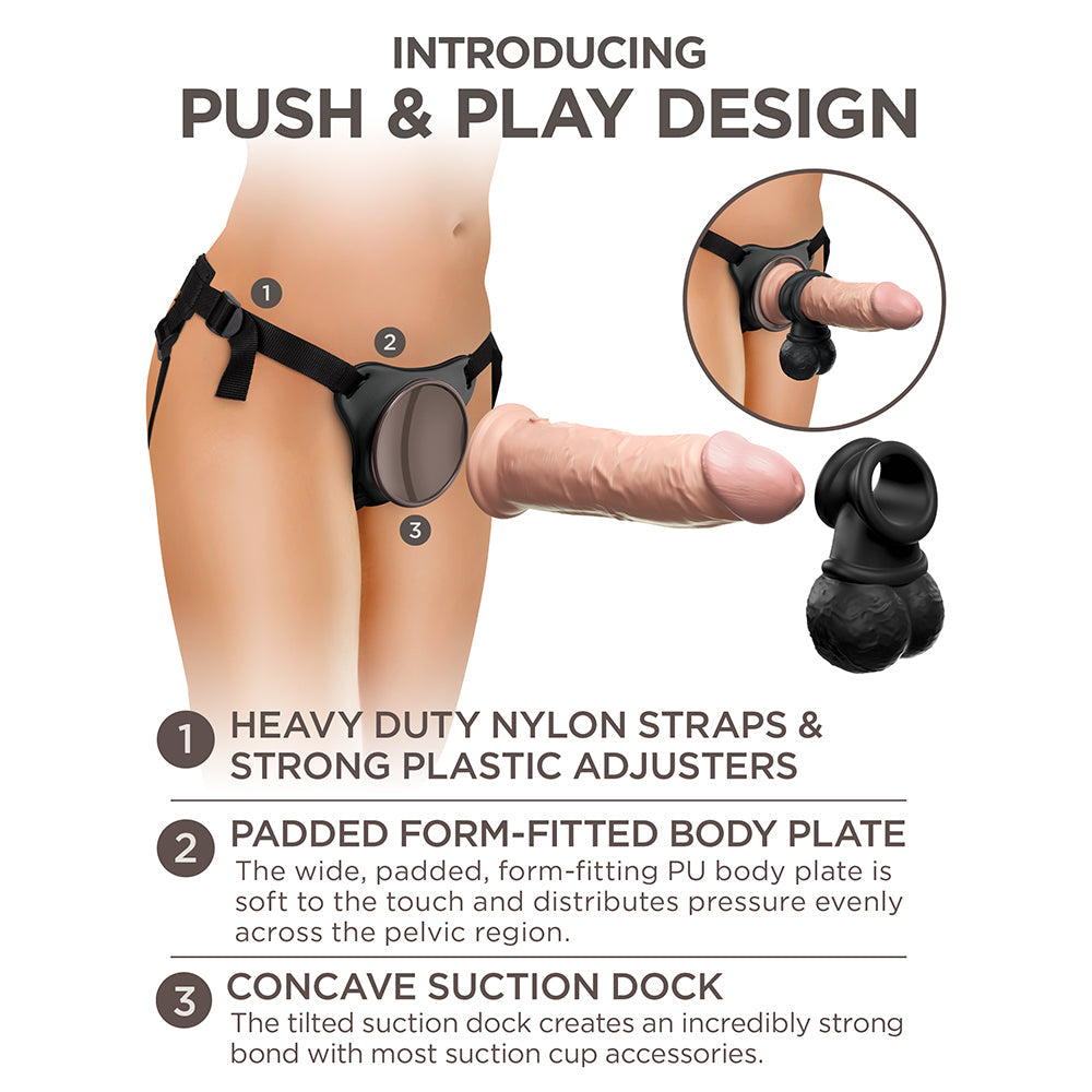 King Cock Elite Deluxe Silicone Body Dock Kit Beige/Black - Fantasies Boutique