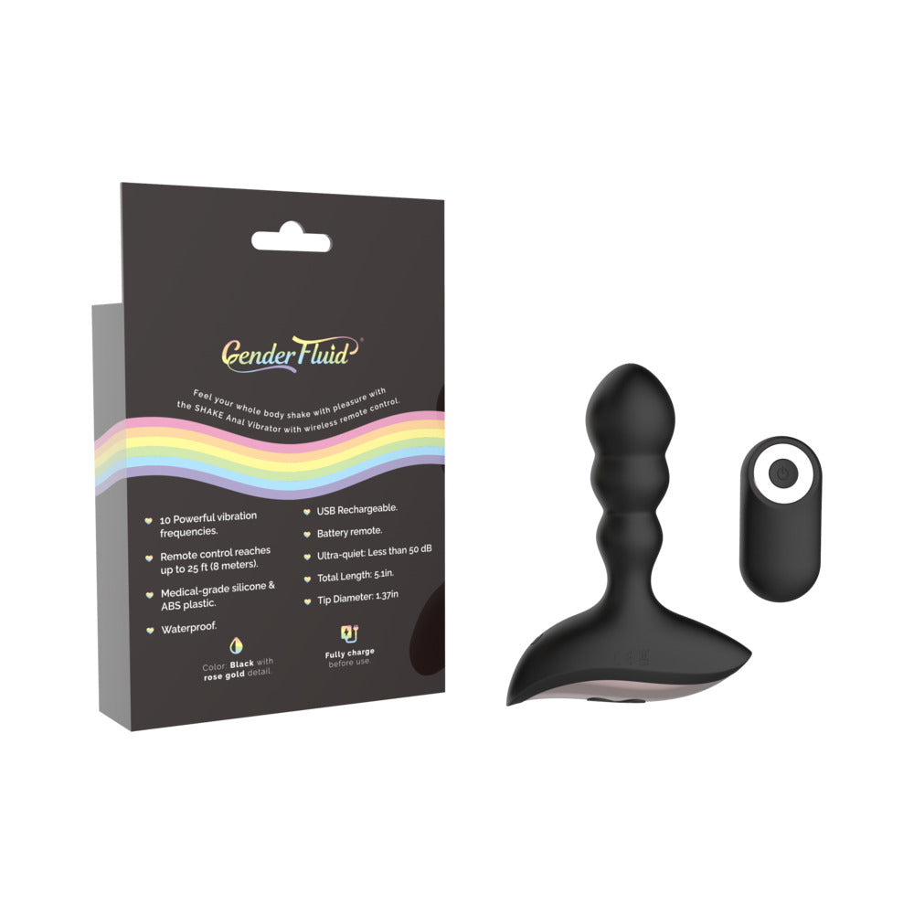 Gender Fluid Shake Rechargeable Remote-Controlled Silicone Anal Vibrator Black - Fantasies Boutique