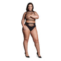 Shots Le Desir Shade Helike XLV 2-Piece with Open Cups, Crop Top & Panty Black Queen Size - Fantasies Boutique